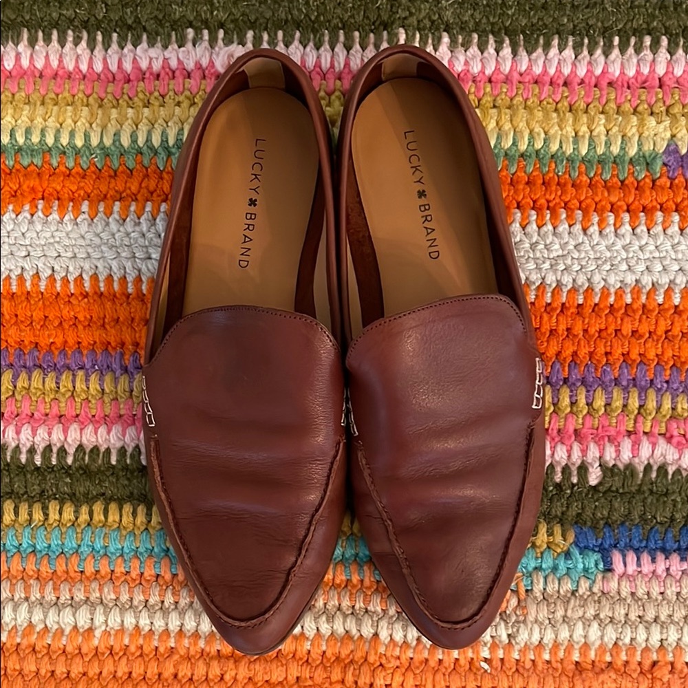 Lucky Brand Brown Leather Slip-On Loafers